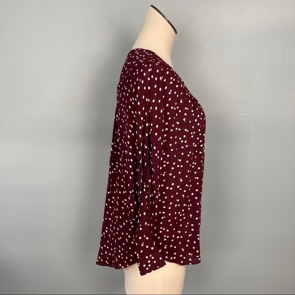 anthropologie Maeve Maroon Linden Polka Dot Blouse - Picture 8 of 15